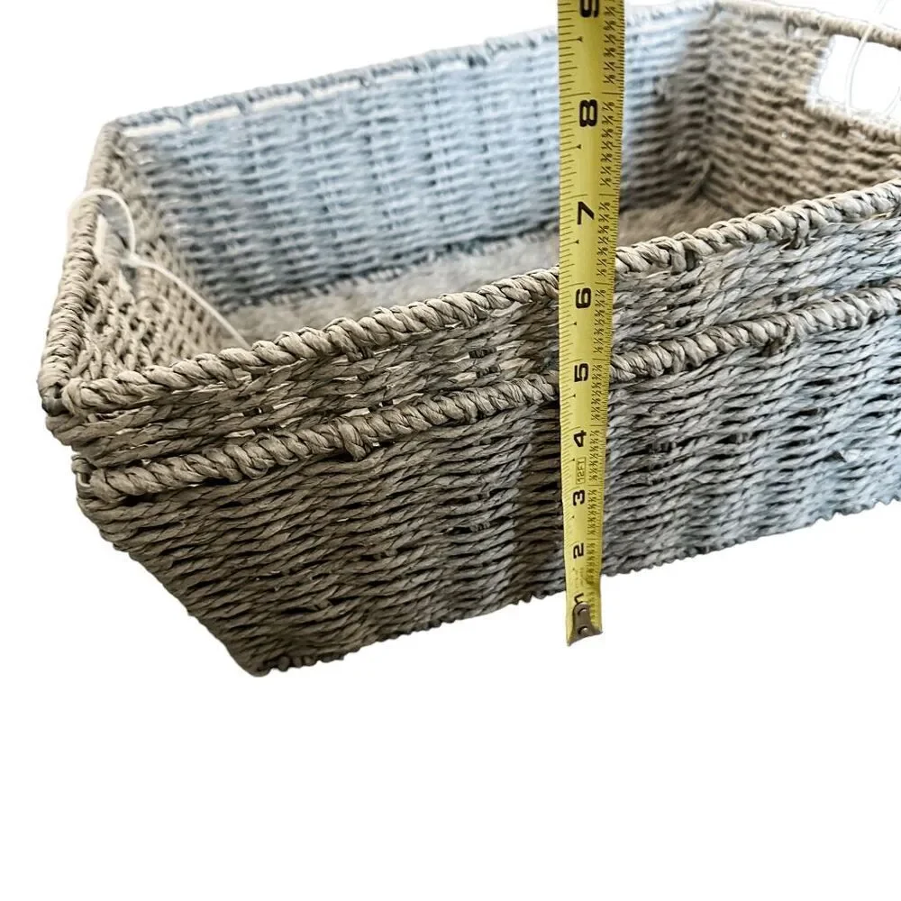 Brand New Set of Two Whitmor Rattique Shelf Tote with handles, Gray, Pantry Bin